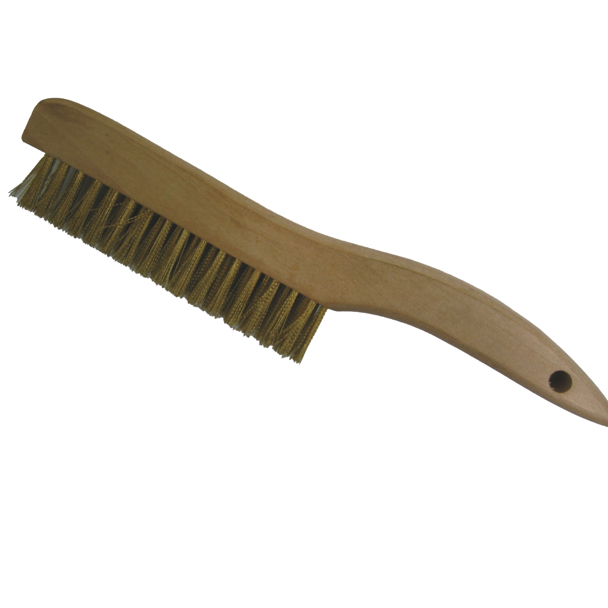 Klutch Brass Wire Brush, Wood Handle, 4 x 16 Rows, 12in.L